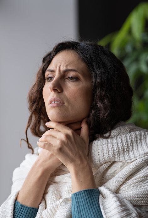 Woman with swollen lymph nodes