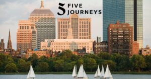 The Boston, MA skyline with boats on the water, symbolizing hope and the availability of resources for depression help within the city.